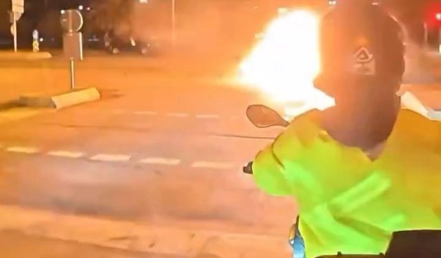 Maltepe Sahil Yolu'nda korkunç kaza! Araç, bir anda alev topuna döndü