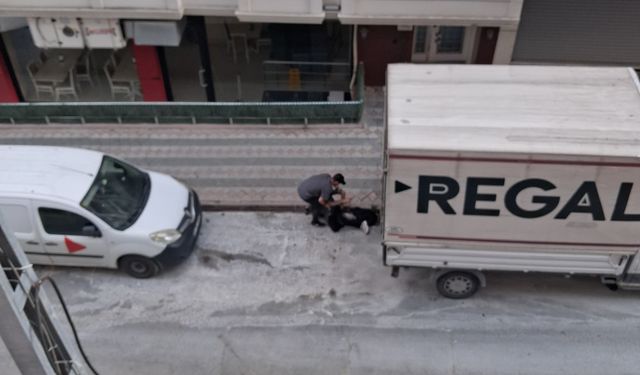 Kafasını defalarca kamyonete vurup kendisini bayılttı! İstanbul'da alıkalmaz anlar kamerada