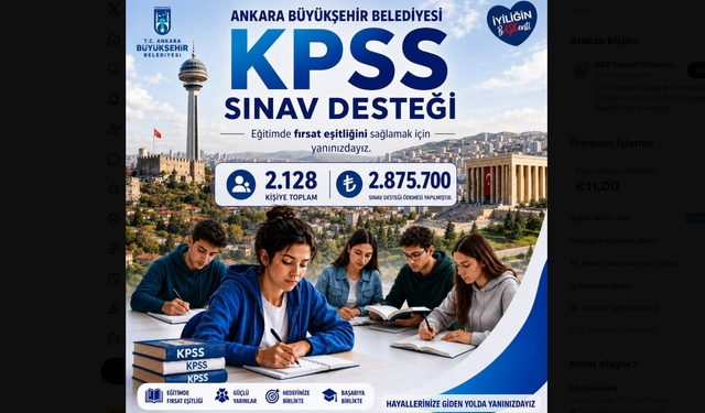 Ankara Büyükşehir Belediyesinden KPSS adaylarına milyonluk destek!