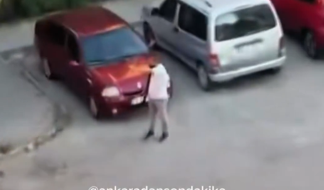 Ankara’da dehşet anları! Aracı ateşe verdi, eşine silahla saldırdı