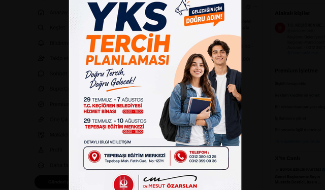 Keçiören’de YKS adaylarına büyük destek! Belediye kapılarını açıyor