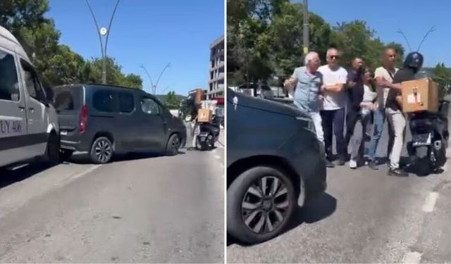 Trafikte kavgaya daldı, aracını geri viteste unuttu!