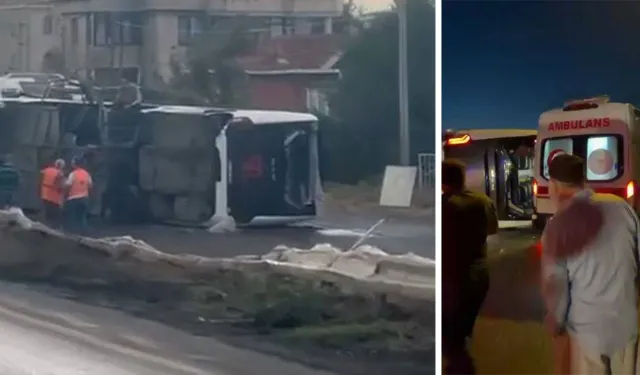 Büyükçekmece’de havalimanı servisi devrildi: 18 yaralı