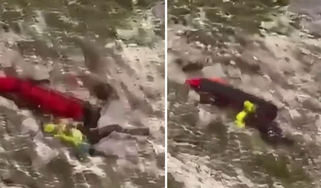 Sağlık çalışanı kayalıklardan yuvarlandı! Kurtarma operasyonunda korku dolu anlar