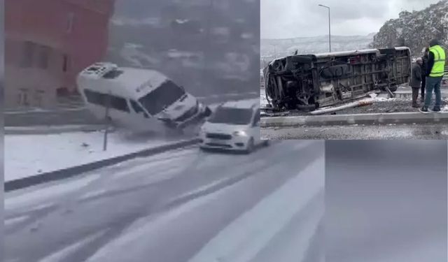 Kayseri'de yollar buz pistine döndü, faciaya ramak kaldı!