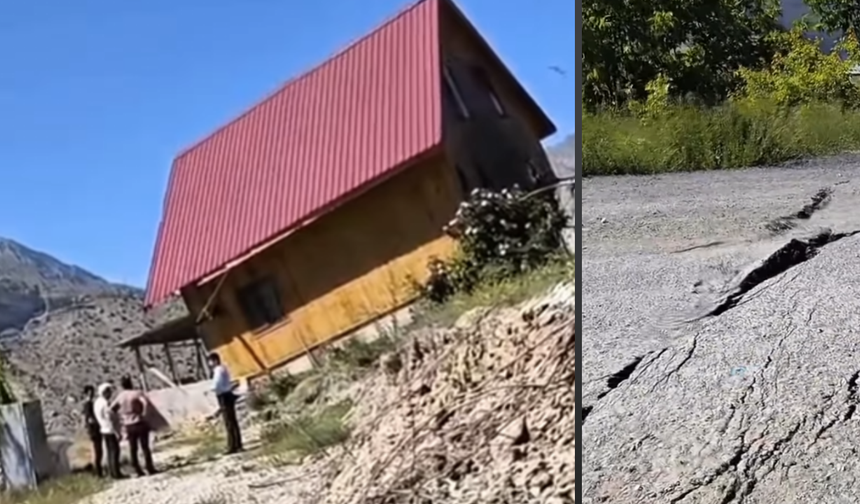 AFAD bölgeye akın etti! Erzurum'da şiddetli heyelan kabusu: Yer 12 metre kaydı!