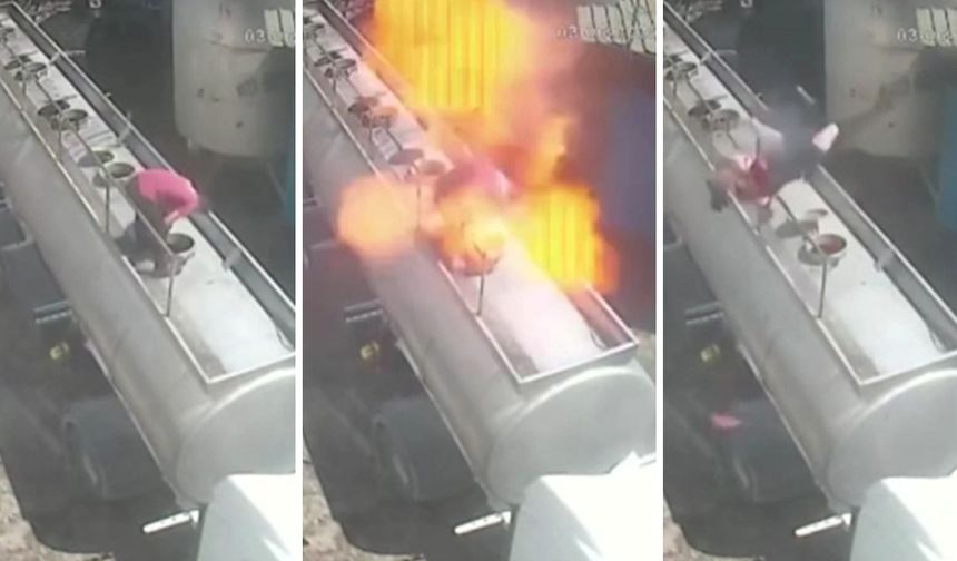 Gaziantep'te görülmemiş olay: Tanker kapağı bomba gibi patladı!