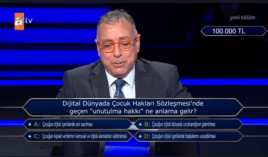 “Dijital Dünyada Çocuk Hakları Sözleşmesi’nde geçen ‘unutulma hakkı’ ne anlama gelir?” – 100.000 TL’lik soru
