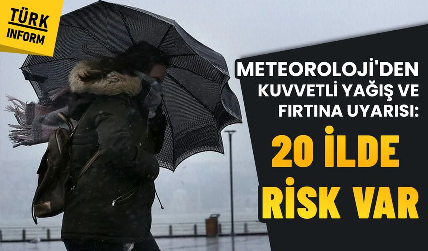 Meteoroloji'den kuvvetli yağış ve fırtına uyarısı: 20 ilde risk var