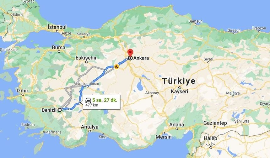 Ankara-Denizli arası kaç km? Ankara-Denizli arası yol kaç saat sürer?