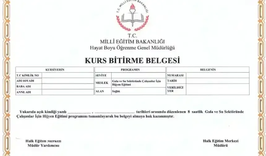 Hijyen belgesi nasıl alınır?