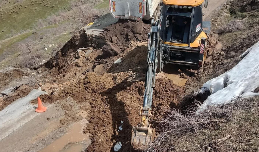 Bitlis’te yağış sonrası köy yolunda çökme