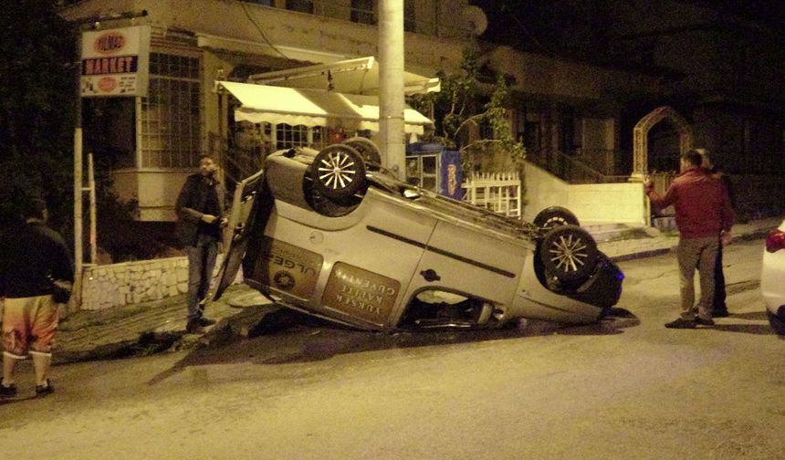 Isparta'da ters dönen araçtan sızan akaryakıt korkuttu