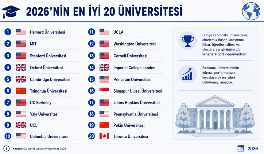 Dünyanın en iyi ilk 20 üniversitesi belli oldu!