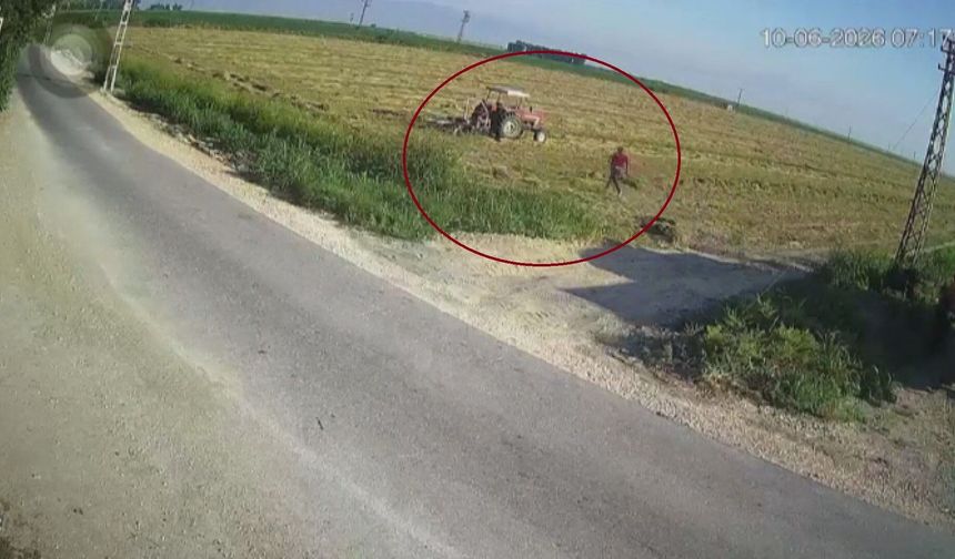 Hatay'da traktör pulluğuna takılan çiftçinin feci anları