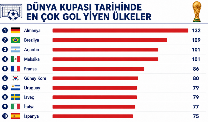 Dünya Kupası tarihinin en çok gol yiyen ülkeleri açıklandı!