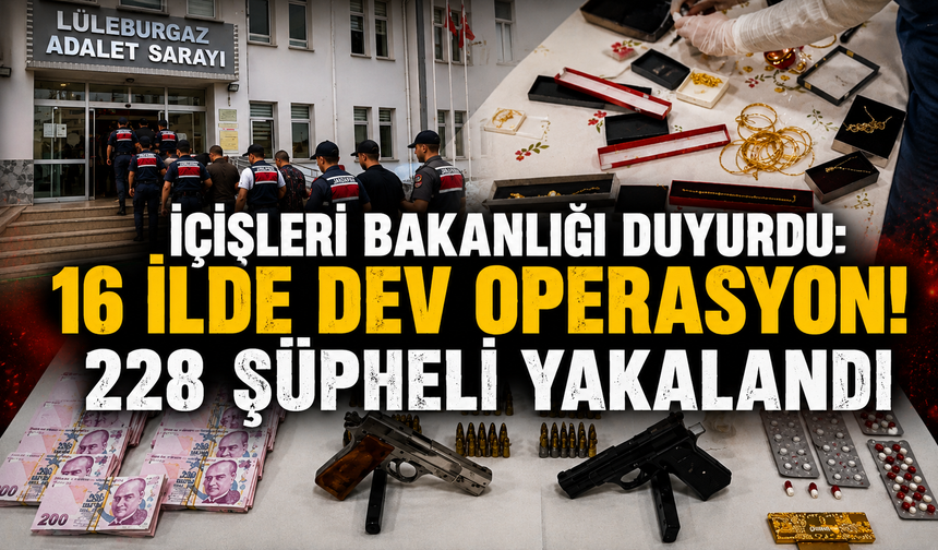 İçişleri Bakanlığı duyurdu: 16 ilde dev operasyon! 228 şüpheli yakalandı