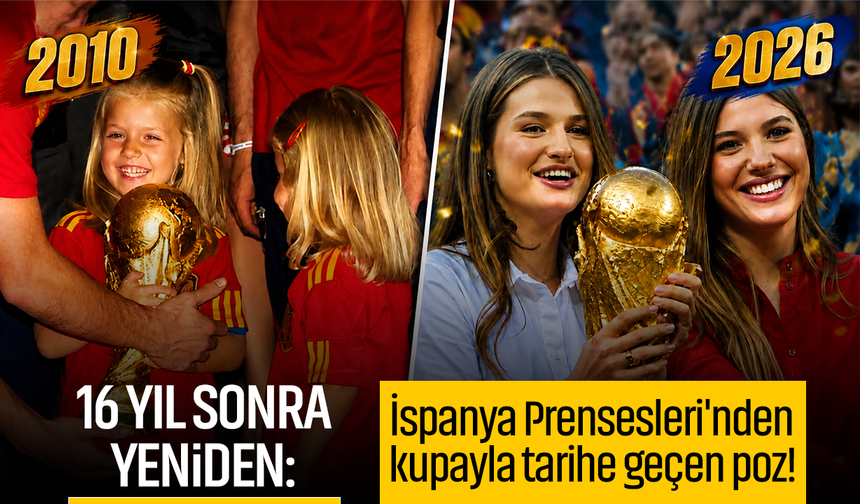 16 yıl sonra aynı kare! İspanya Prensesleri Leonor ve Sofía, Dünya Kupası'yla tarihe geçen pozu yeniden verdi