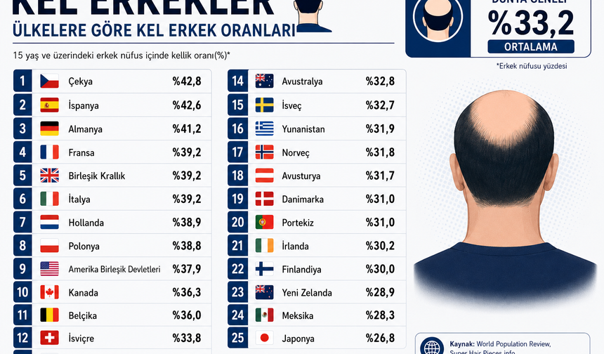 En çok kel erkek hangi ülkede? Dünya sıralaması açıklandı, zirve şaşırttı!