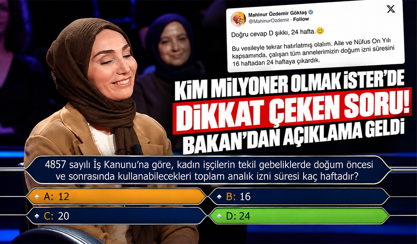 Kim Milyoner Olmak İster’de dikkat çeken soru! Bakan’dan açıklama geldi