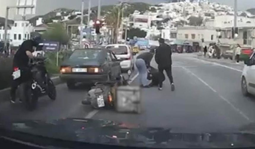 Bodrum’da kuryeyi yol ortasında böyle darbettiler!