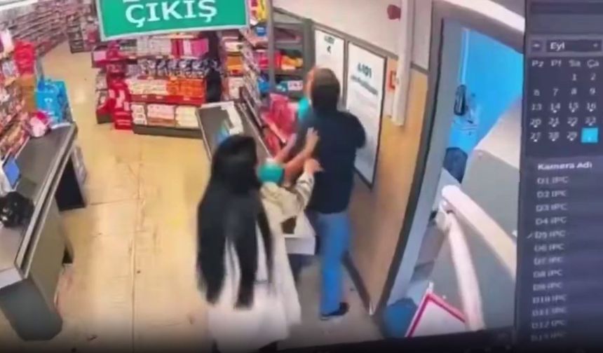 Gaziantep’te markette kadın kasiyere saldırı! Dehşet anları kamerada