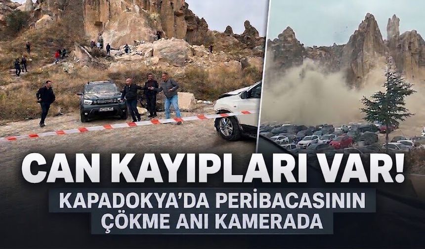 Kapadokya'da peribacasının çökme anı kamerada! 2 kişi hayatını kaybetmişti: Soruşturma başlatıldı