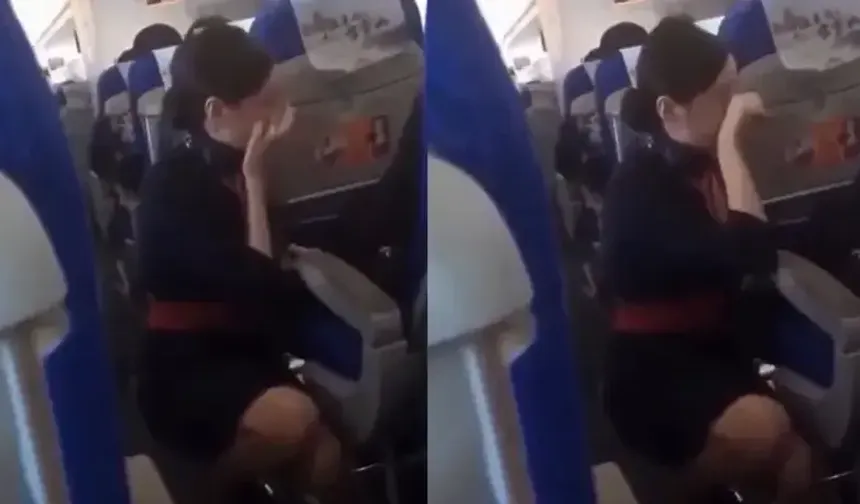 Uçakta akılalmaz istek! Hostes diz çöküp ağladı: “Sırtına tekme atmak istiyorum”