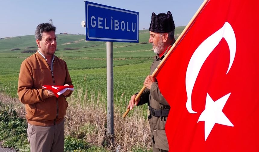 Şehitler için 7 yıldır yürüyen Saffet Gümüş, Gelibolu'ya ulaştı