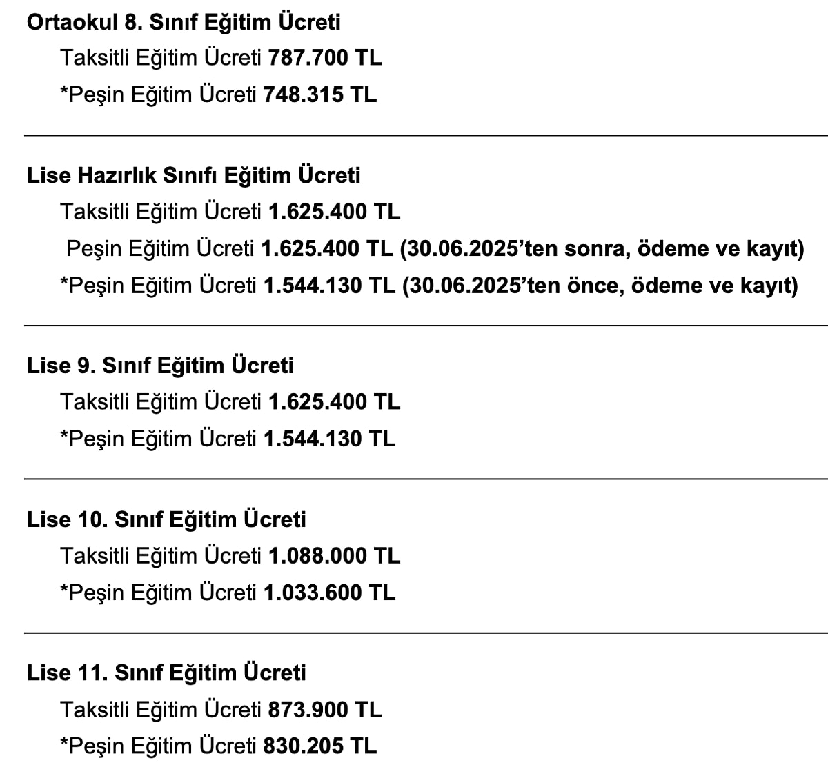 Koç Okul Fiyatları-2