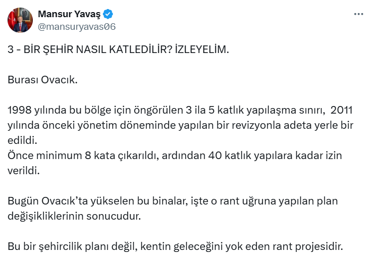 Ankara Mansur Yavaş Ovacık