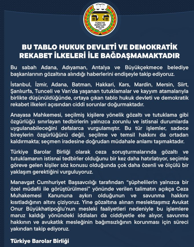 Barolar Birliği Açıklama