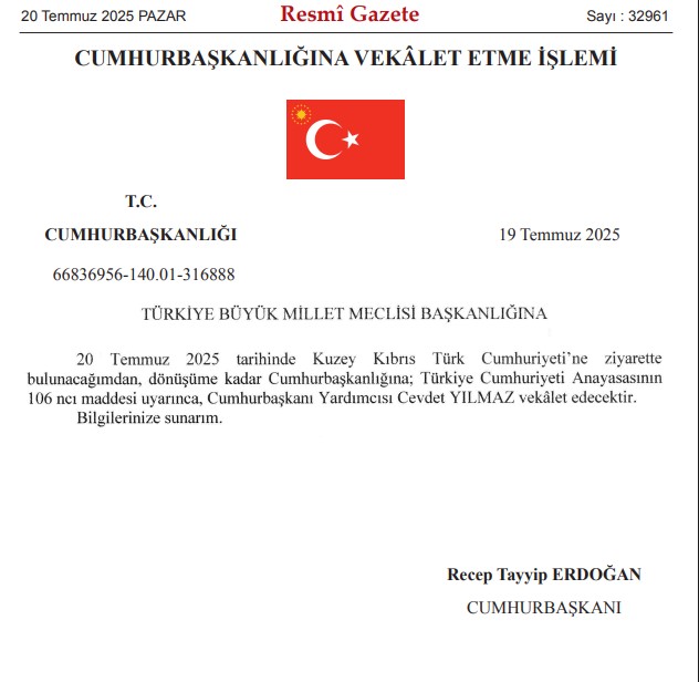 Cevdet Yilmaz Vekalet