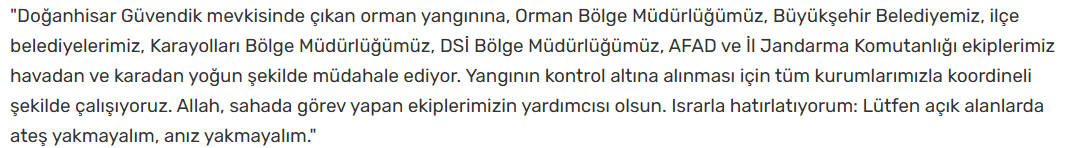 konya yangın açıklama