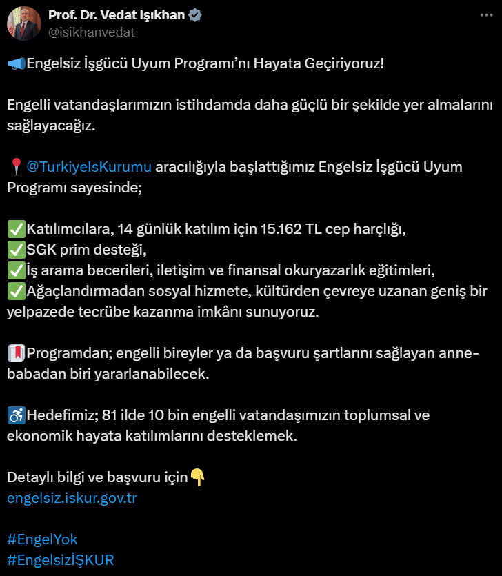 Engelsiz Program Duyuru