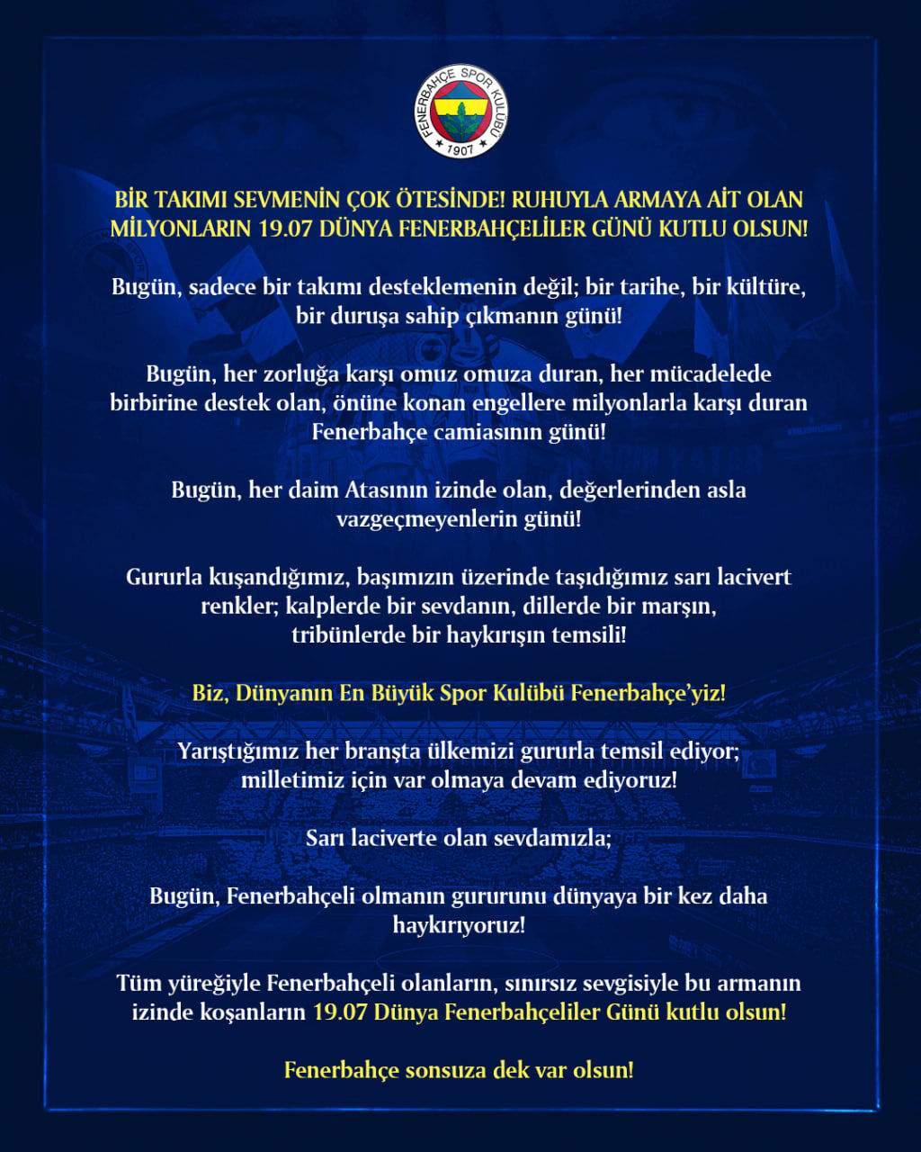 Fenerbahce Dunya Fenerbahceliler Gunu Ozel Paylasim