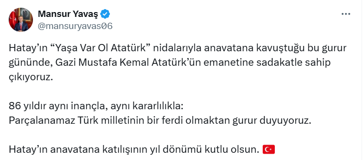 Mansur Yavaş Hatay