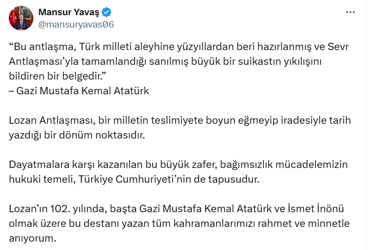 Mansur Yavaş Lozan