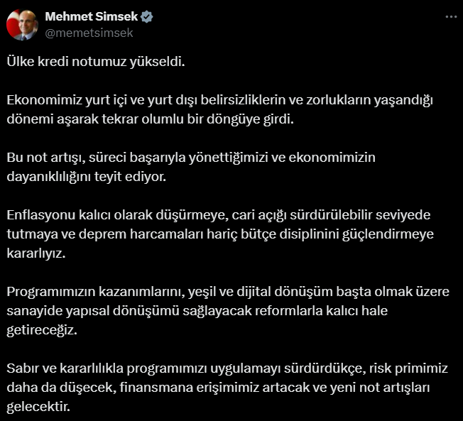 Mehmet Şimşek Açıklama