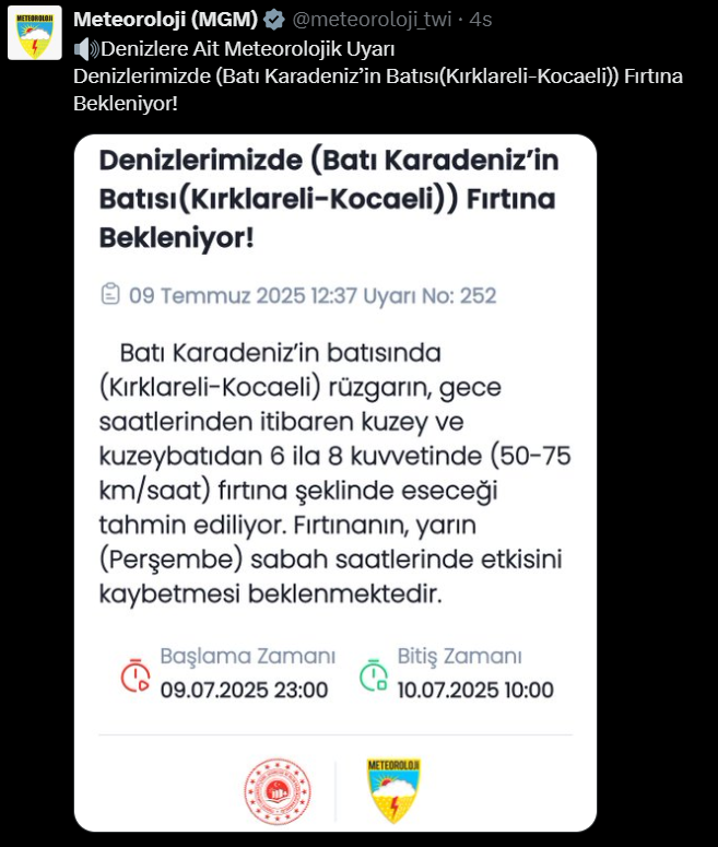 Meteorolojiden Bati Karadenizin Batisi Icin Kuvvetli Firtina Uyarisi1
