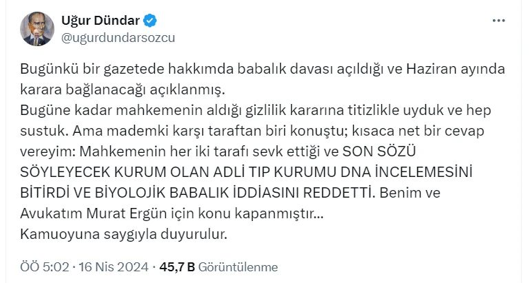 Uğur Dündar Tweet
