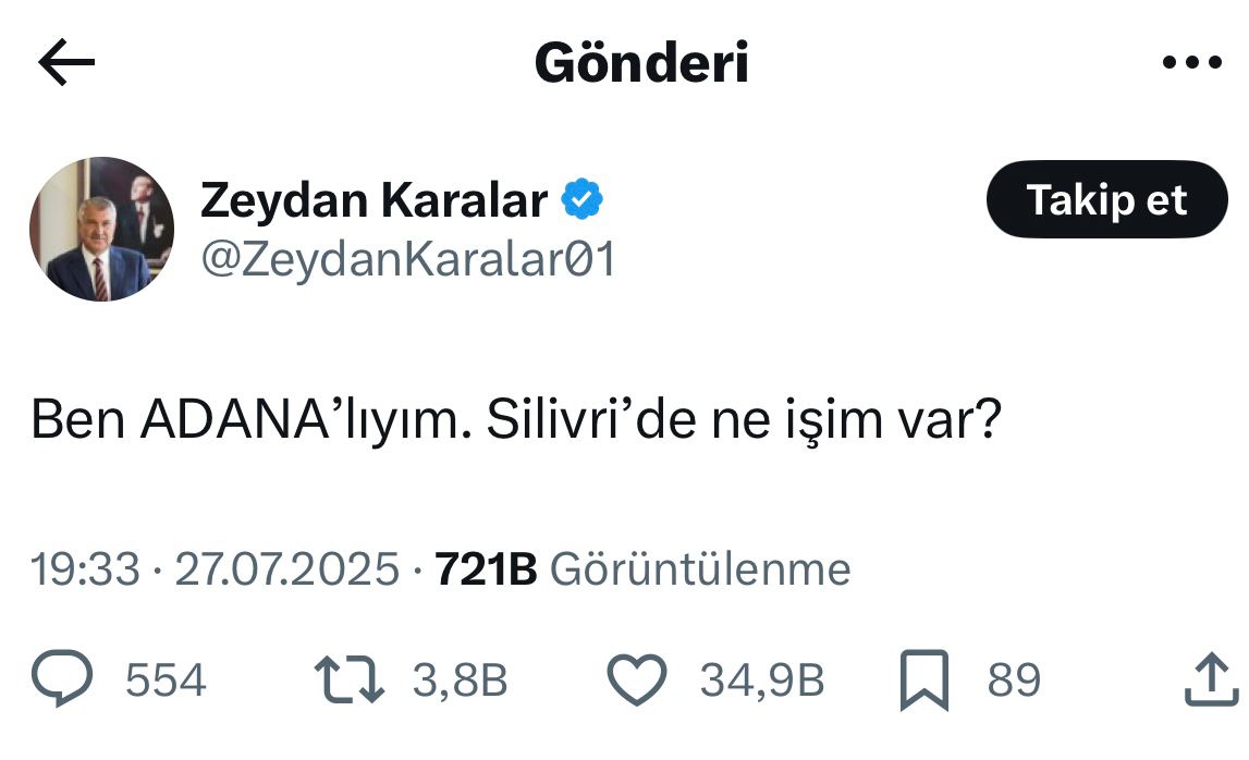 Zeydan Karalar Tweet