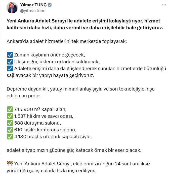 Adalet Bakanı Yılmaz Tunç