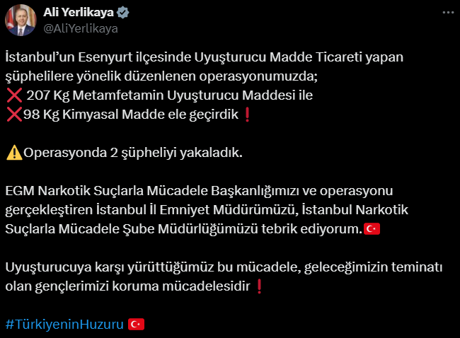 Ali Yerlikaya Esenyurt'ta Zehir Tacirlerine Ağır Darbe 305 Kilo Uyuşturucu1