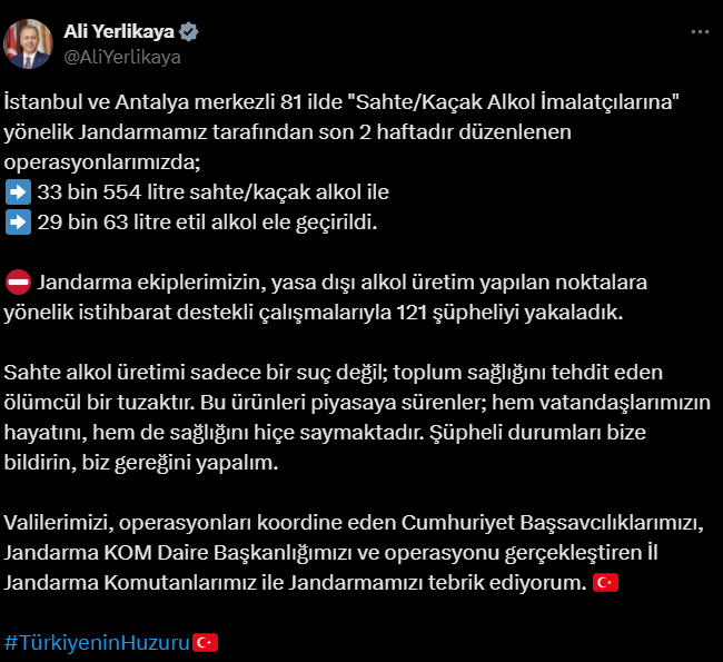 Ali Yerlikaya Operasyon Bulguları