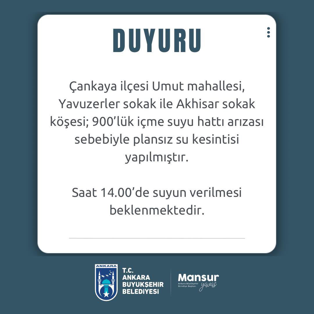 Ankara Plansız Su Kesintisi