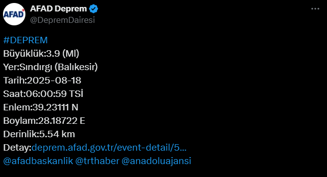 Balıkesir Sallanmaya Devam Ediyor Peş Peşe Depremler1