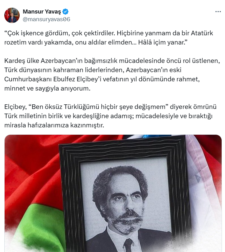 Elçibey Mansur Yavaş Anma Azerbaycan