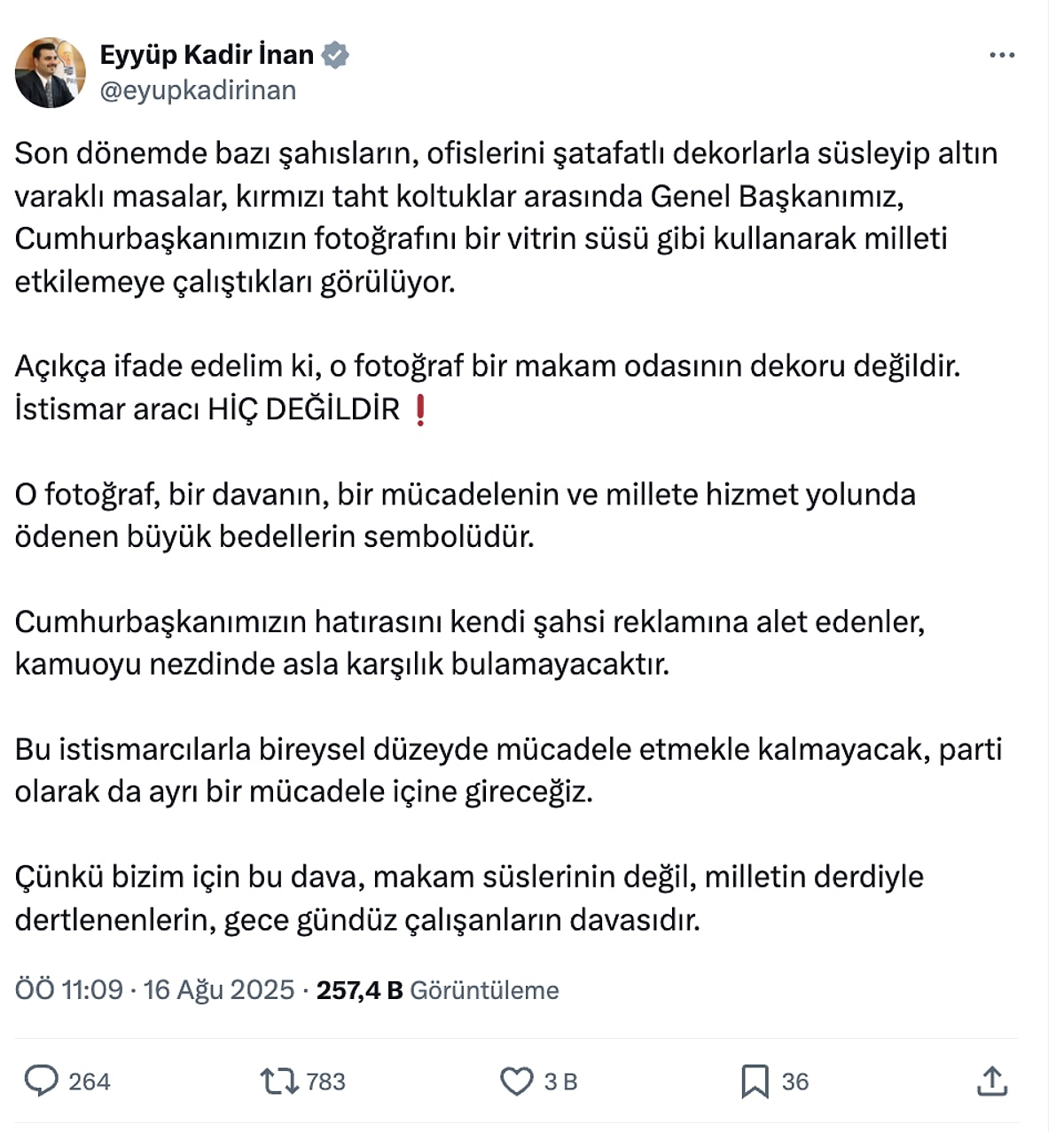 Eyyüp Kadir Inan Tweet