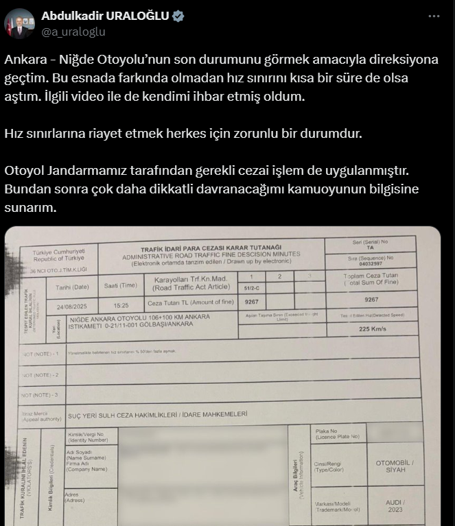 Hız Sınırını Aştı, Videosunu Paylaştı Bakan’a Ceza Yağdı1